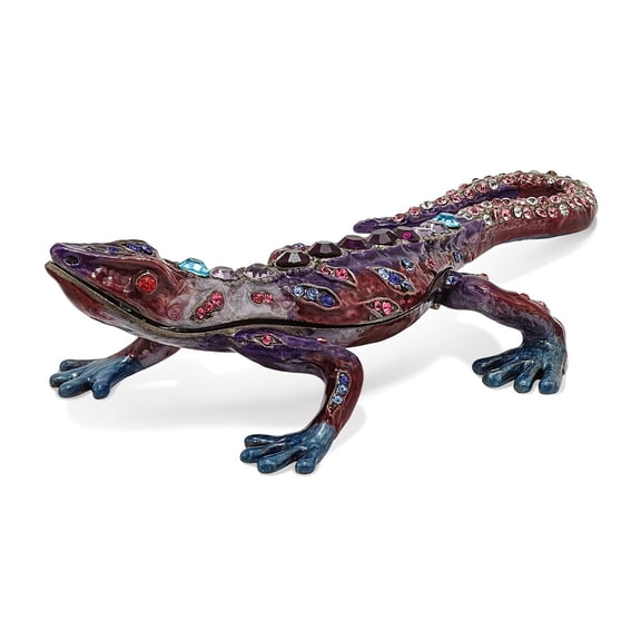 Pewter Enamel Gecko Trinket Box