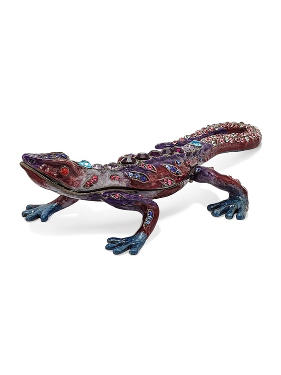 Pewter Enamel Gecko Trinket Box
