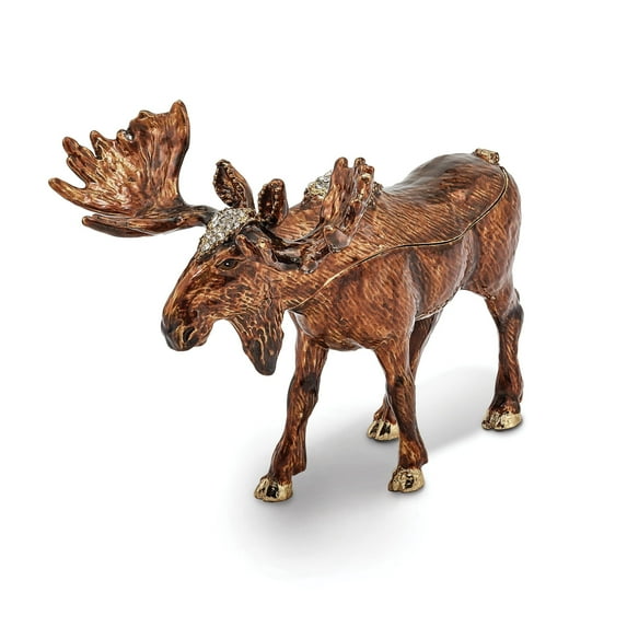 Pewter Enamel Moose Trinket Box