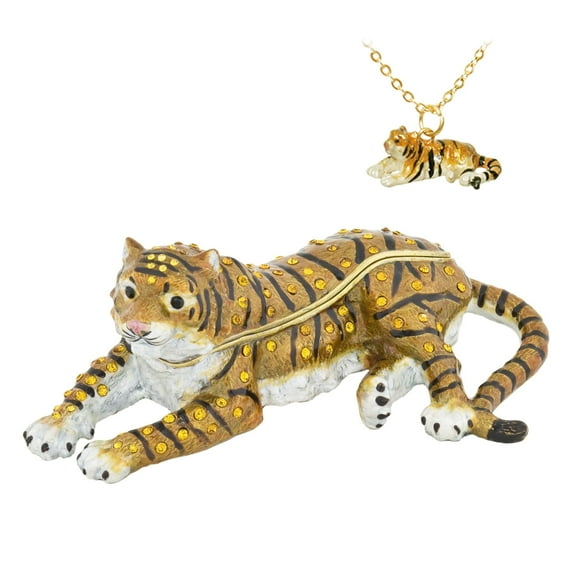 Pewter Enamel Tiger Trinket Box