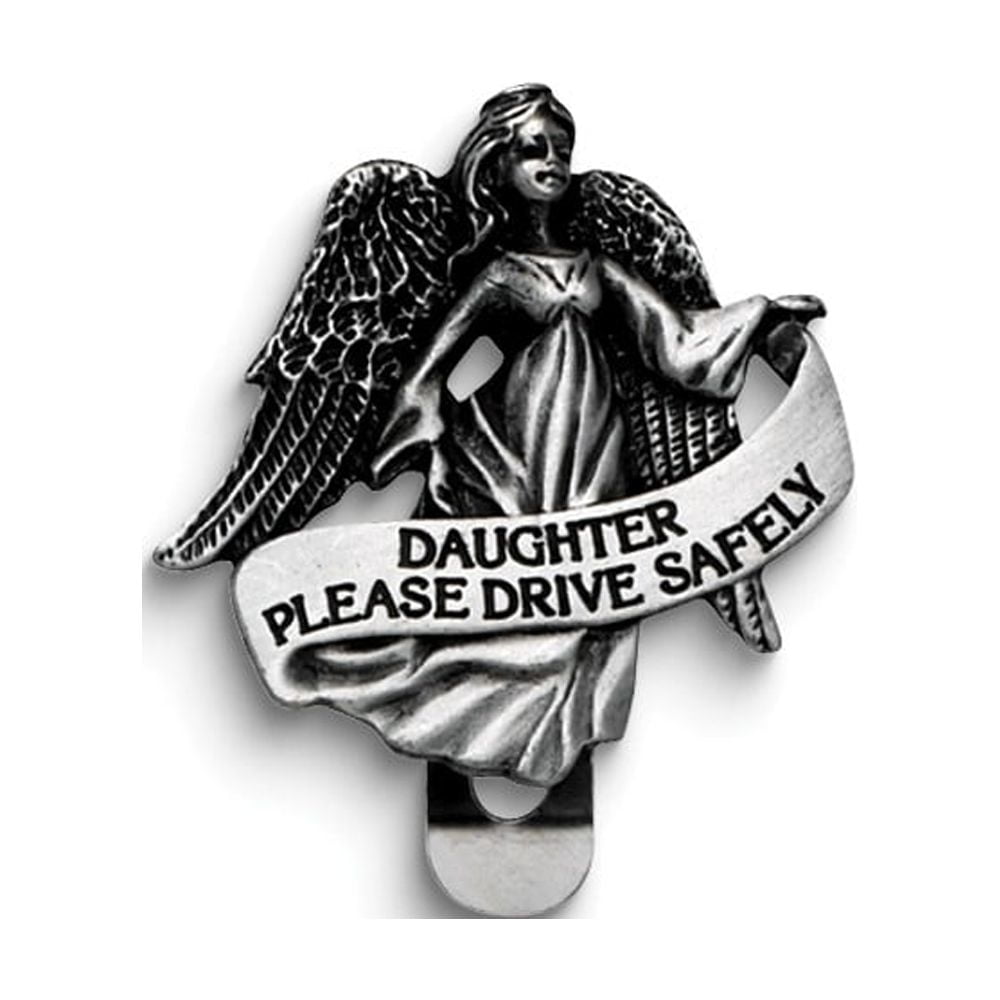 Pewter Finish DAUGHTER PLEASE DRIVE SAFELY Guardian Angel Visor Clip