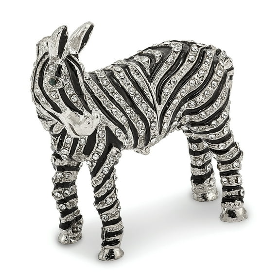 Pewter Full Crystal Zebra Trinket Box