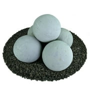 FIRE PIT ESSENTIALS Pewter Gray, Ceramic Fire Balls | 6" Set of 5