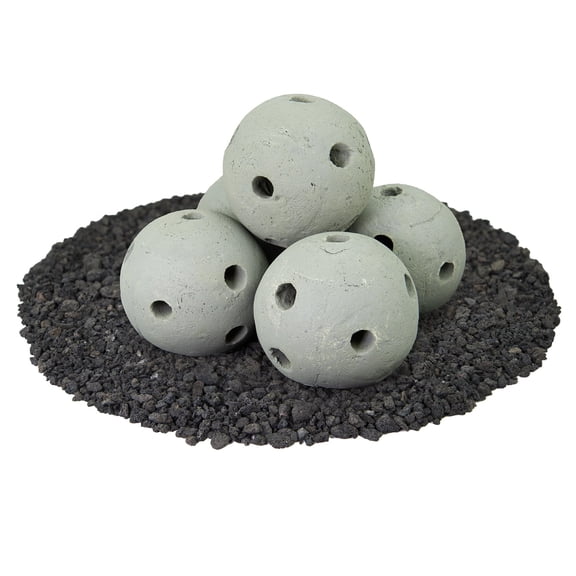 Pewter Gray, Hollow Ceramic Fire Balls | 6" Set of 5