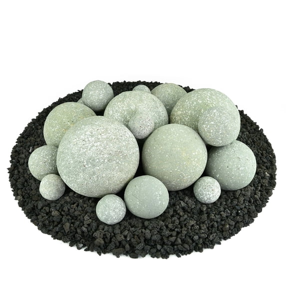 Pewter Gray, Speckled Ceramic Fire Balls | Mixed Set of 18