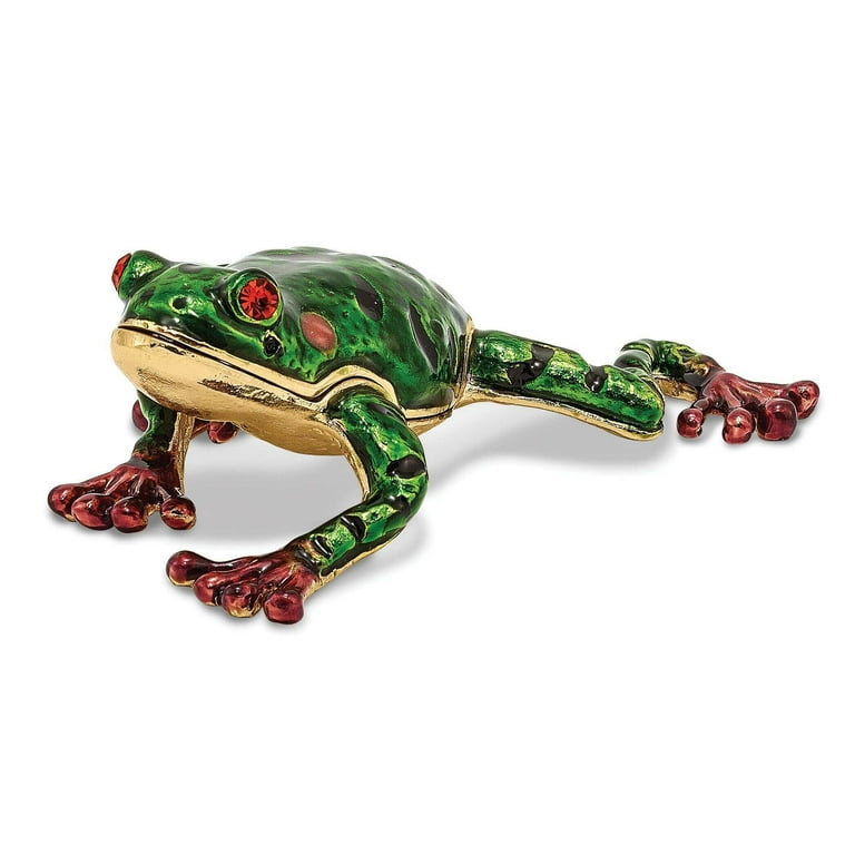 Bejeweled Green Pond Tree Frog Trinket Box Bejeweled Green Pond Tree Frog Trinket Box