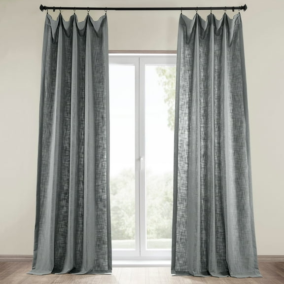 Pewter Grey Heavy Faux Linen Curtain (1 Panel), Pewter Grey, 50W X 120L