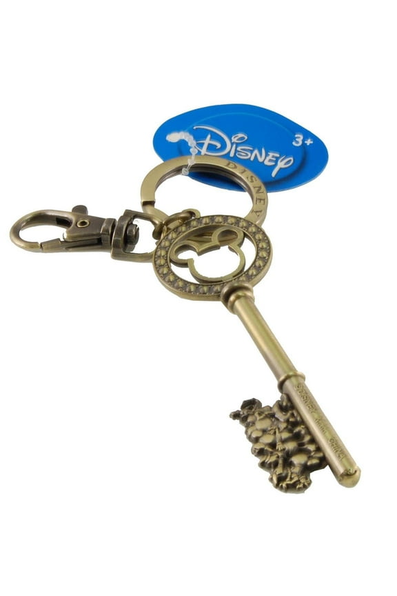 Pewter Key Ring - Master Key with Gem Beads ( Gold )