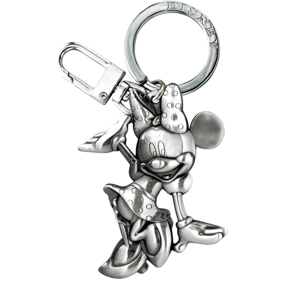 Pewter Key Ring Minnie Mouse Waving