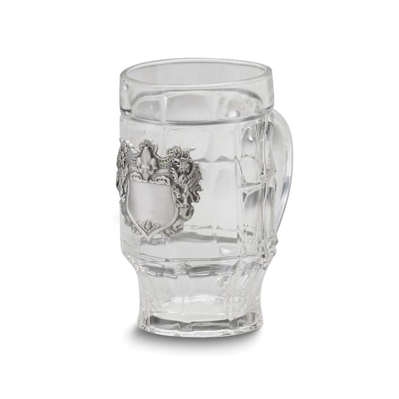 Pewter Lion Crest 17oz Glass Mug GP6945