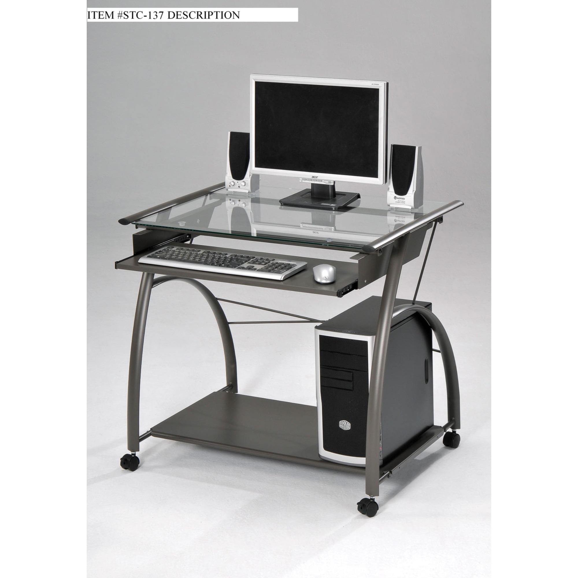 Pewter Metal Tube Computer Desk