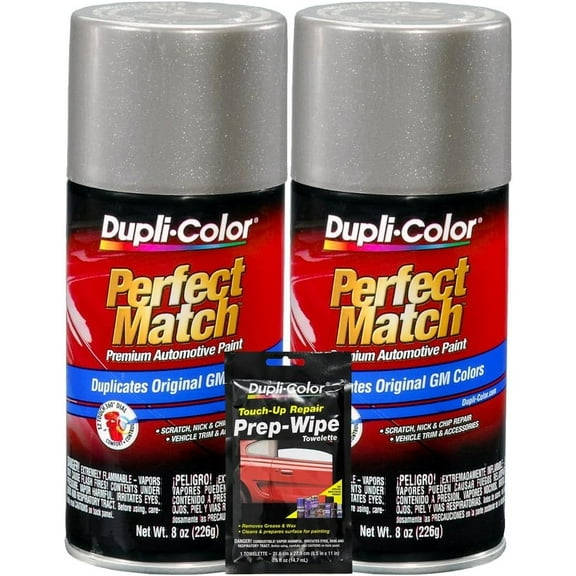 Pewter Metallic Exact-Match Automotive Paint For Vehicles - 8 oz, Bundles with Prep Wipe (3 Items)