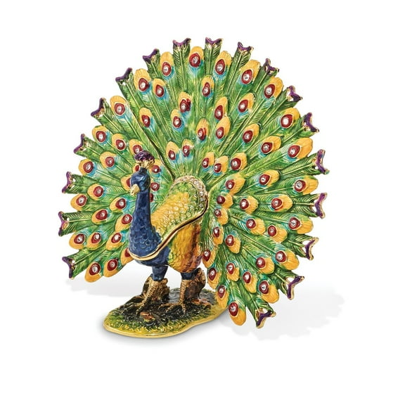 Pewter Proud Peacock Trinket Box