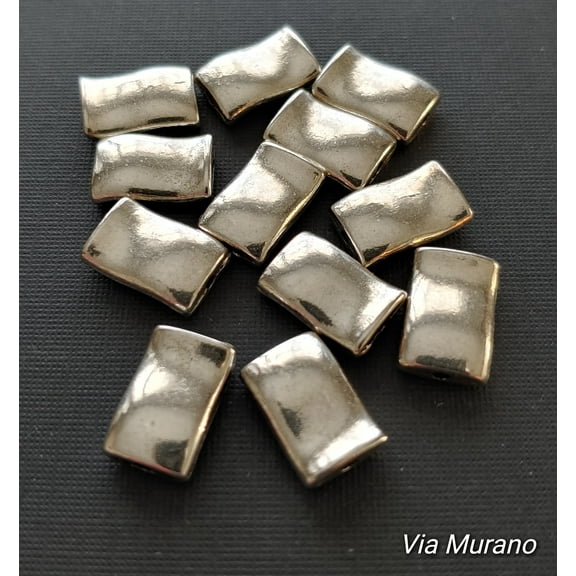 Pewter Round Flat Bead with Wave Pattern 12mm x 3mm (Sold in Pack of 10 Only)