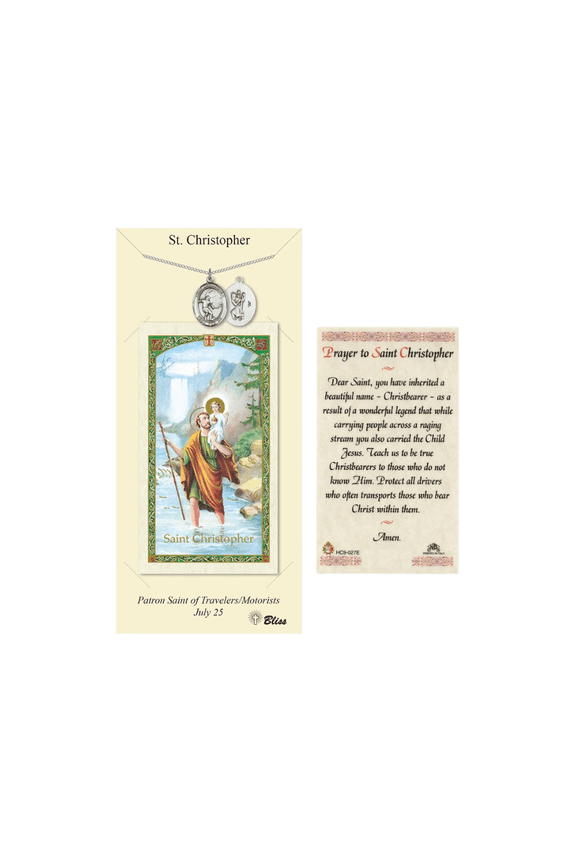 Pewter Saint Christopher/Soccer Medal on a 18 inch Lite Curb Chain with a Prayer to St Cristopher Prayer Card.