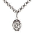 thumbnail image 1 of Pewter Saint Edwin Medal Pendant on 24 Inch Endless Rhodium Plated Heavy Curb Brass Chain, Catholic Religious Necklace -Made in USA- Deluxe Velvet Gift Box, 1 of 6