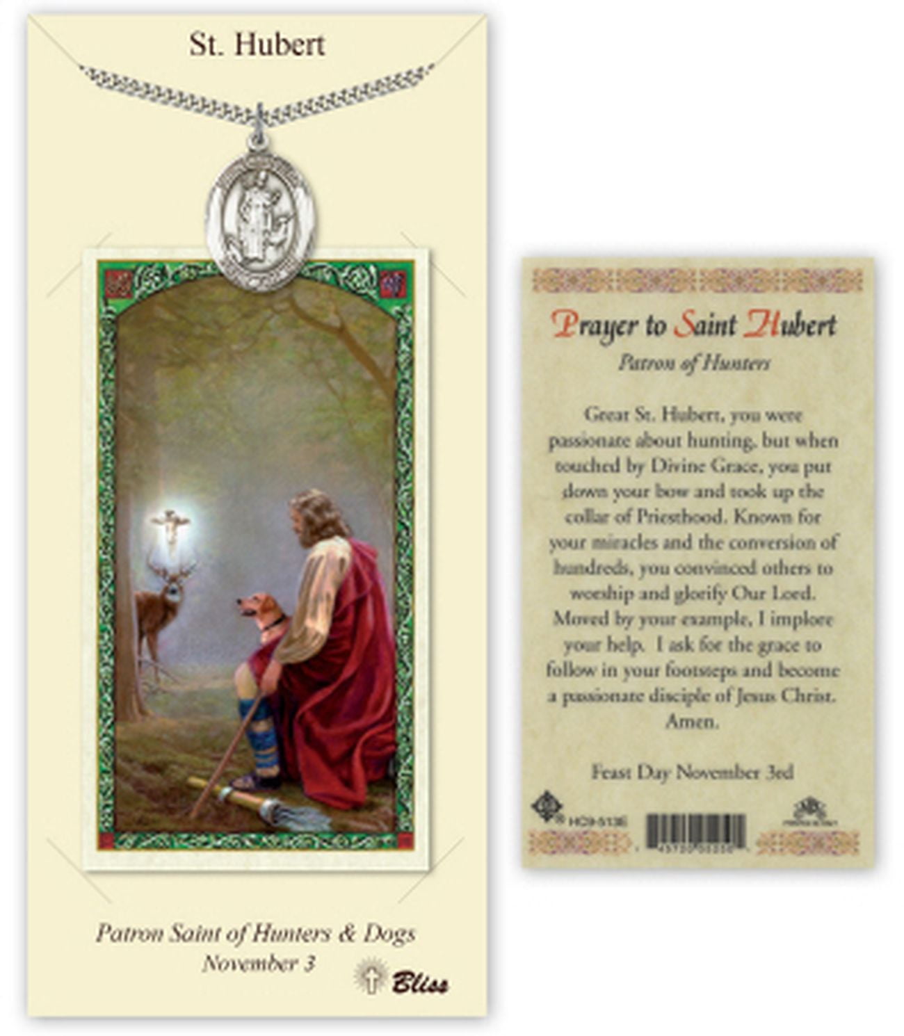 Pewter Saint Hubert of Liege Medal on a 24 inch Heavy Curb Chain with a ...