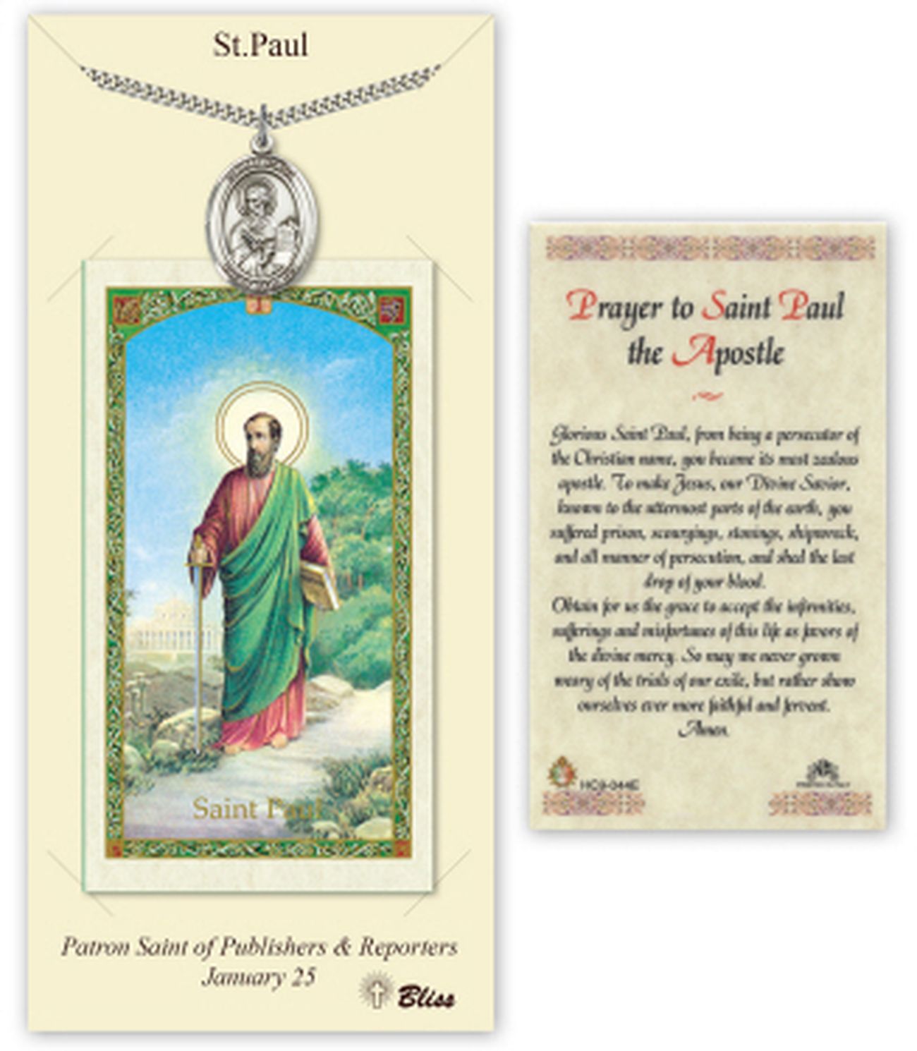 Pewter Saint Paul the Apostle Medal on a 24 inch Heavy Curb Chain with ...