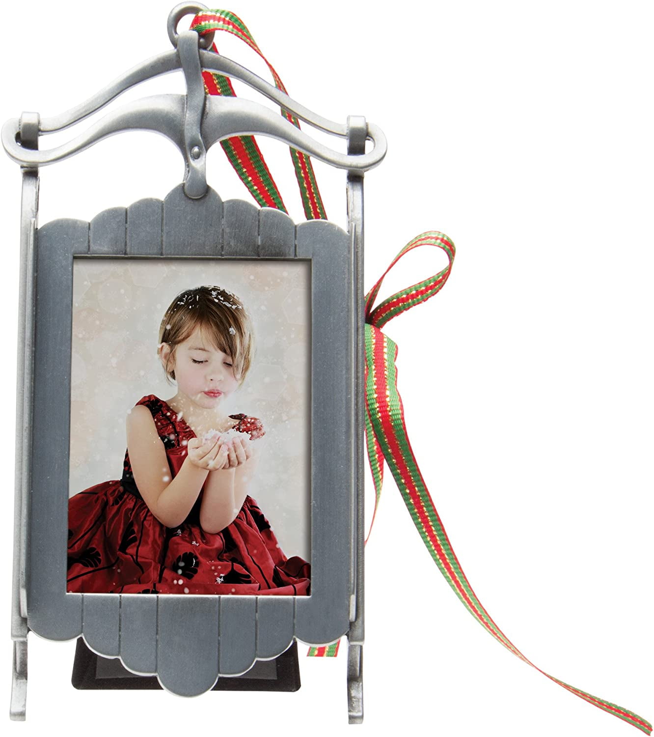 Pewter Sled 2" x 3" Photo Ornament Picture Frame - Pack of 24