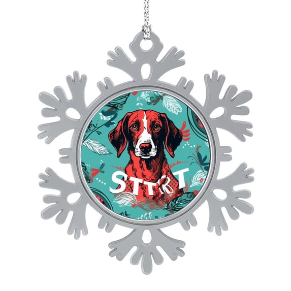 Pewter Snowflake Ornament Dog Pet Graphic Keepsake Metal Ornament Dog Lovers Gift Holiday Ornament for Home Christmas Tree Decor Gifts Keepsake for Family Xmas Ornament 3"