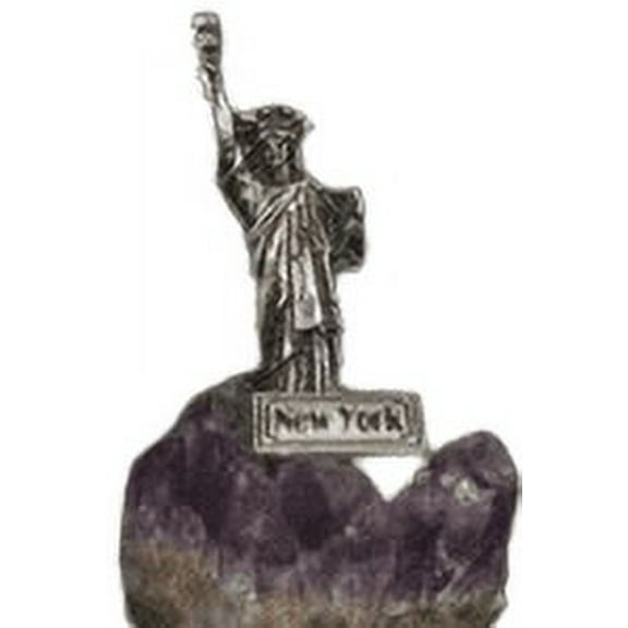Pewter Statue Of Liberty On Amethyst
