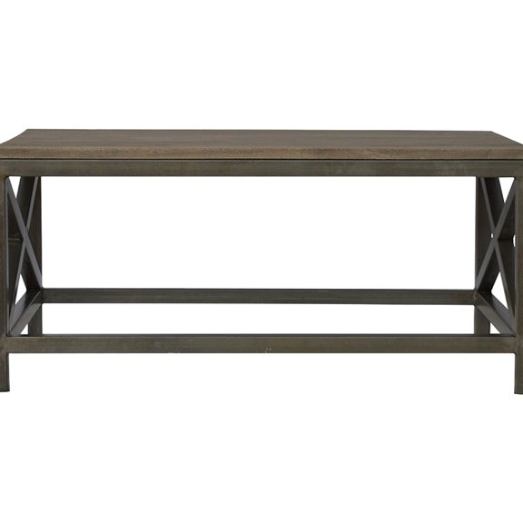 Pewter Wood Metal Industrial Cross Coffee Table to Create Cozy Home Atmosphere