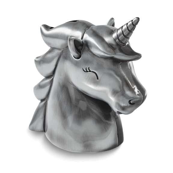 Pewter-tone Unicorn Head Bank