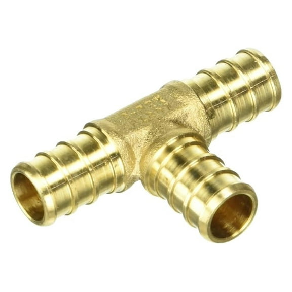 Pex 1/2 Inch Tee Fittings - Brass Pex Tee Connectors 10 Pack - Durable Pex Water Pipe Fittings for Plumbing - Hot and Cold Water Distribution
