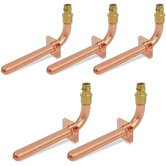 Pex-A Expansion Copper Stub Out Elbow with Flange 3/4" x 4" x 8", F1960 Stub Out Elbow Fitting No Lead Brass, For Use in Pex-A-Tubing Connection (Pack of 5)$$Plumbing & HVAC