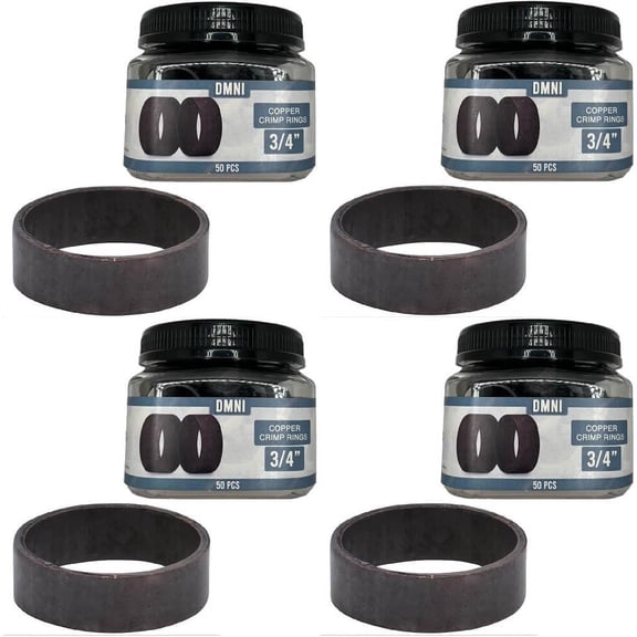 Pex Crimp Rings 3/4" Inch Pipe Fitting For Pex Pipe Tube System - Black Oxidized Surface Treatments - 50 PCS (Pack of 4)