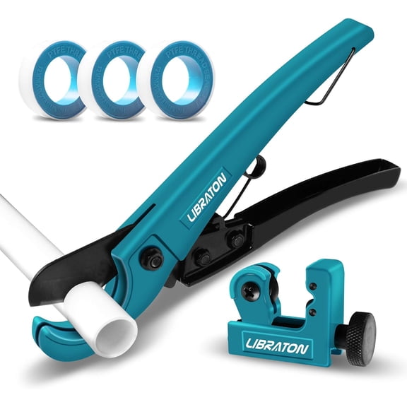 Pex Cutter 1-1/4", Pex Pipe Cutter, PEX Tube Cutter 1/8" to 7/8", PEX Pipe Cutting Tools for PEX, PVC (Thin), PPR Plastic, Extra PTFE Seal Tapes 400"
