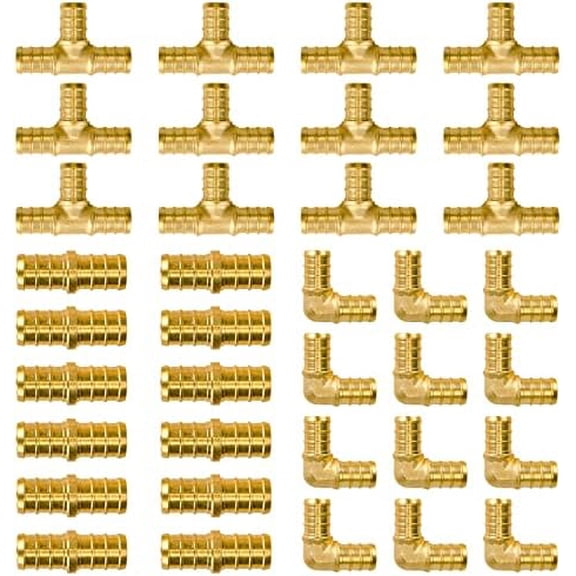 Pex Fittings 1/2 Inch, 36 PCS1/2 Inch Pex Fittings Set, 12 Each PEX Elbow Tee Coupling, 1/2" Pex Fittings For Pex Pipe, No Lead Brass, ASTM F1807$$Plumbing & HVAC