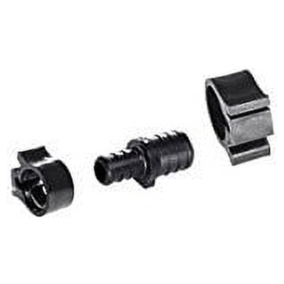 Flair-It Pex Pipe Fitting Reducing Coupling - Clamps Set - 3 Piece, 3/4 x 1/2 In