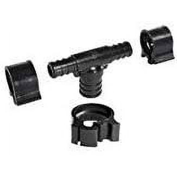 Flair-It Reducing Tee Pex Pipe Fitting - Clamps Included - 4 Pack, 1/2 In x 1/2 In x 3/4 In