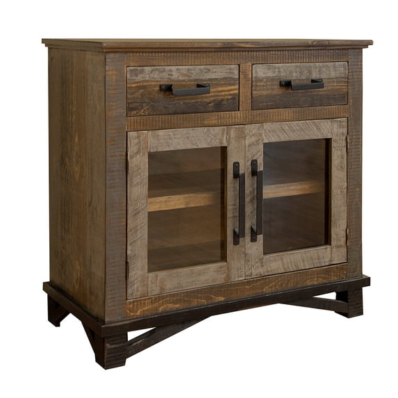 Peya 36 Inch Sideboard Buffet Console, 2 Drawers 2 Doors, Brown Pine Wood- Saltoro Sherpi