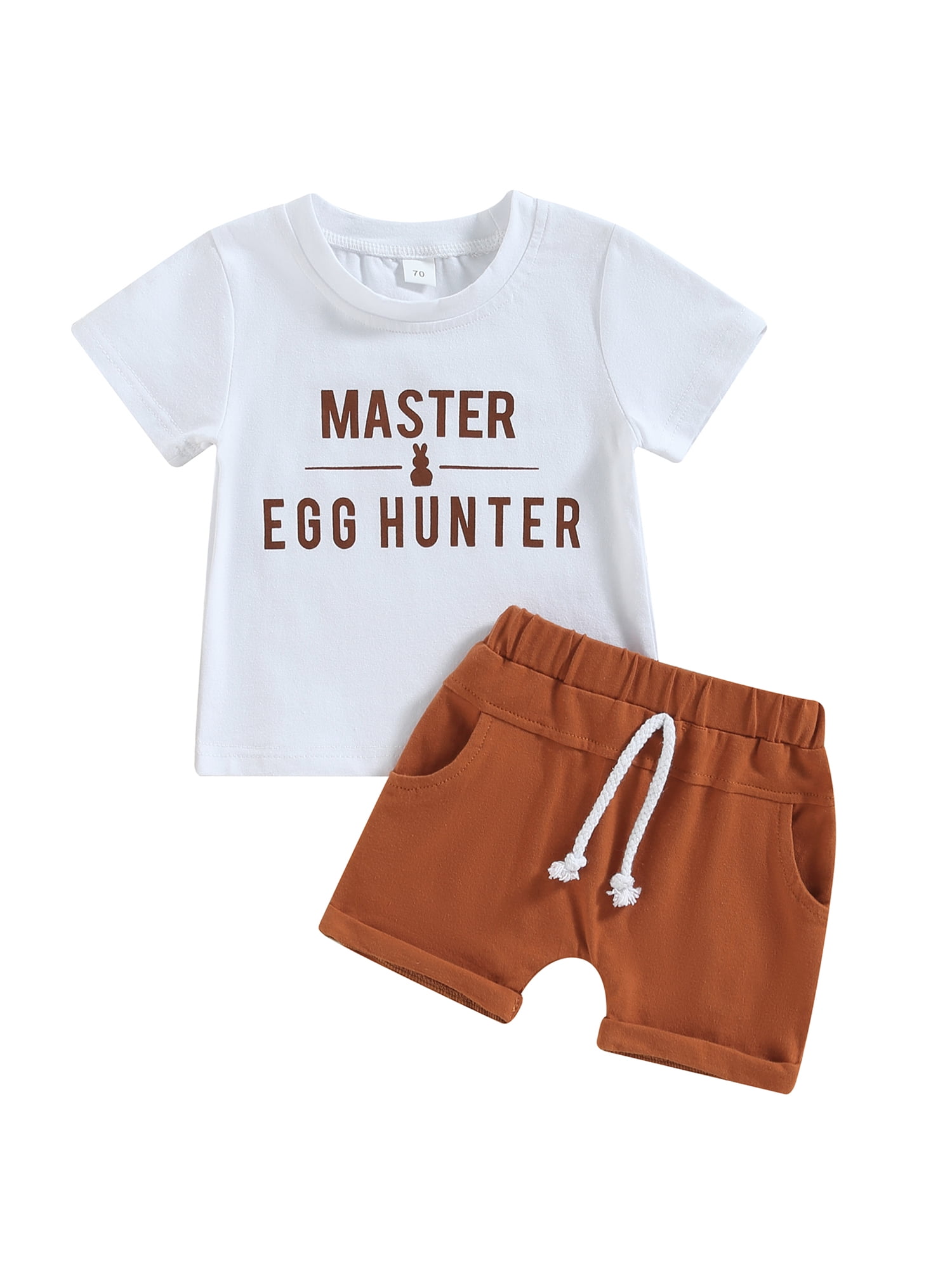 Peyakidsaa Easter Baby Boys Short Set with Short Sleeve Letters Print T