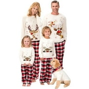 Peyakidsaa Family Christmas Pajamas Sets Xmas Parent-Child Long Sleeve Plaided Sleepsuit Nightwear