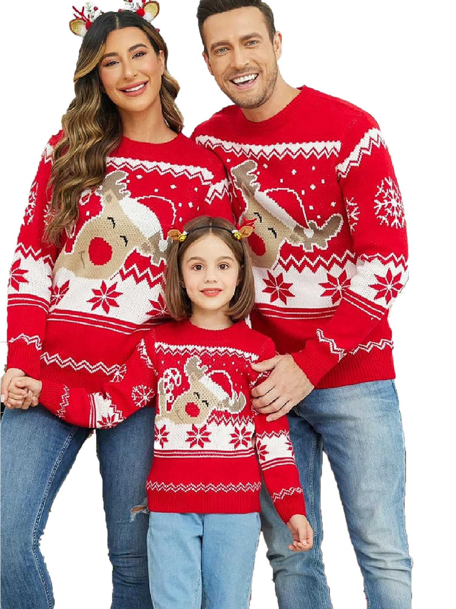 Peyakidsaa Family Matching Christmas Sweater Round Neck Elk Knitted