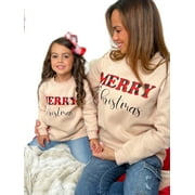 Peyakidsaa Family Matching Sweatshirt Long Sleeve Letter Print Sweater Pullover Top Mommy and Me Xmas Ugly Shirt