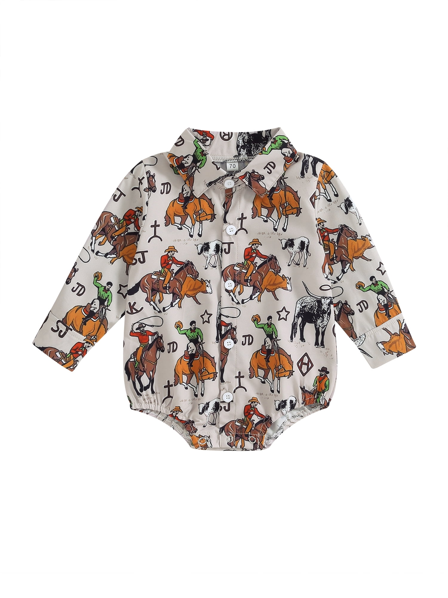 Peyakidsaa Infant Baby Boy Western Clothes Jumpsuit Long Sleeve Button