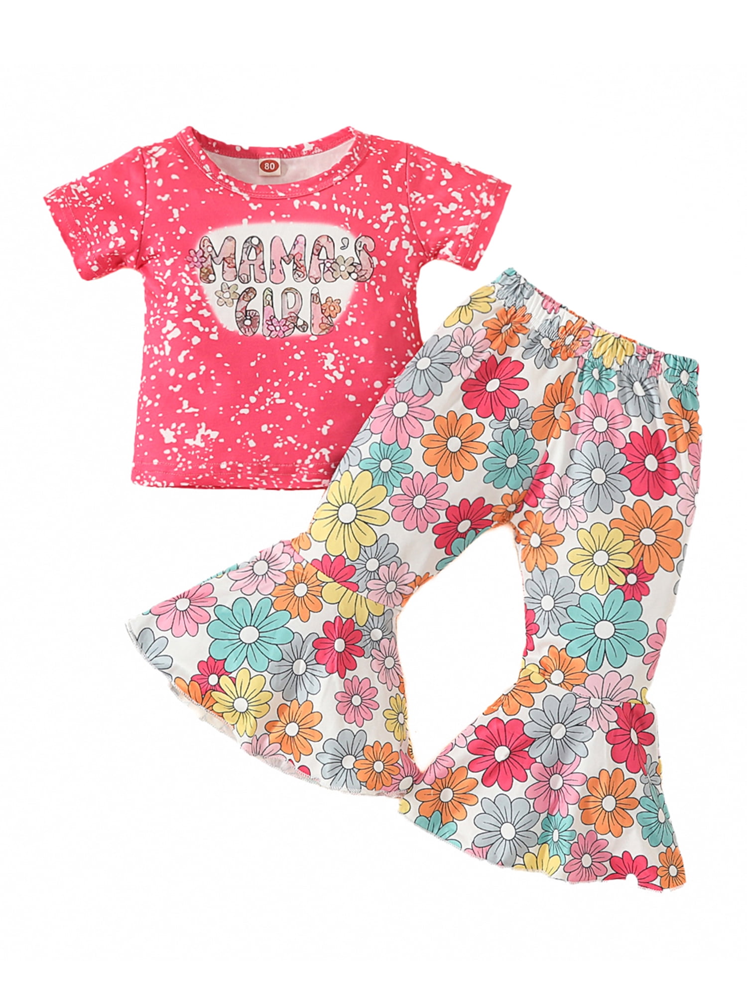 Peyakidsaa Kid Girls Pants Set, Short Sleeve Letters Print T-shirt ...