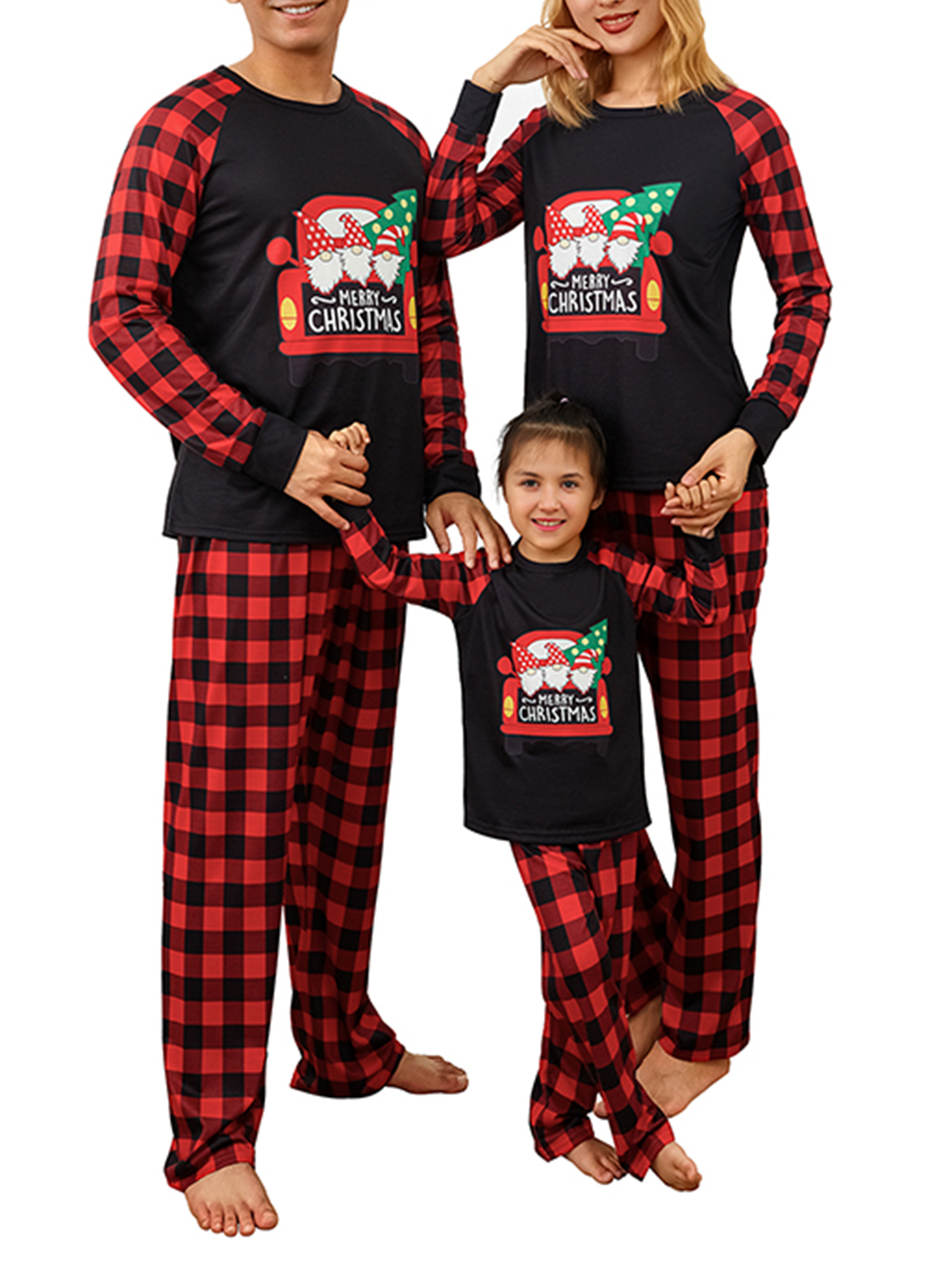 Peyakidsaa Matching Family Christmas Pajamas Sets Gnome Truck Print Tee ...