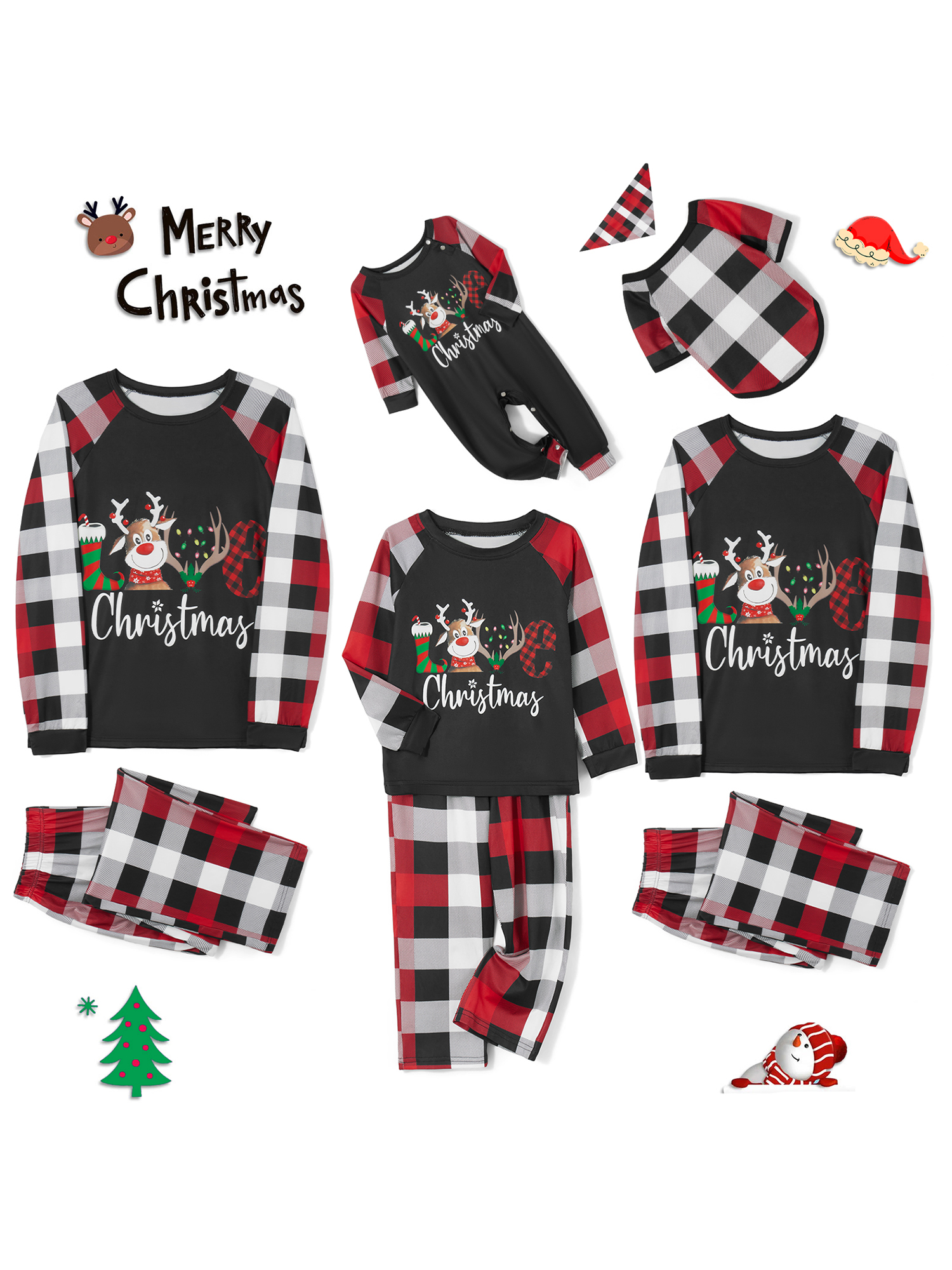Peyakidsaa Matching Family Pajamas Sets Christmas PJ's Reindeer Print