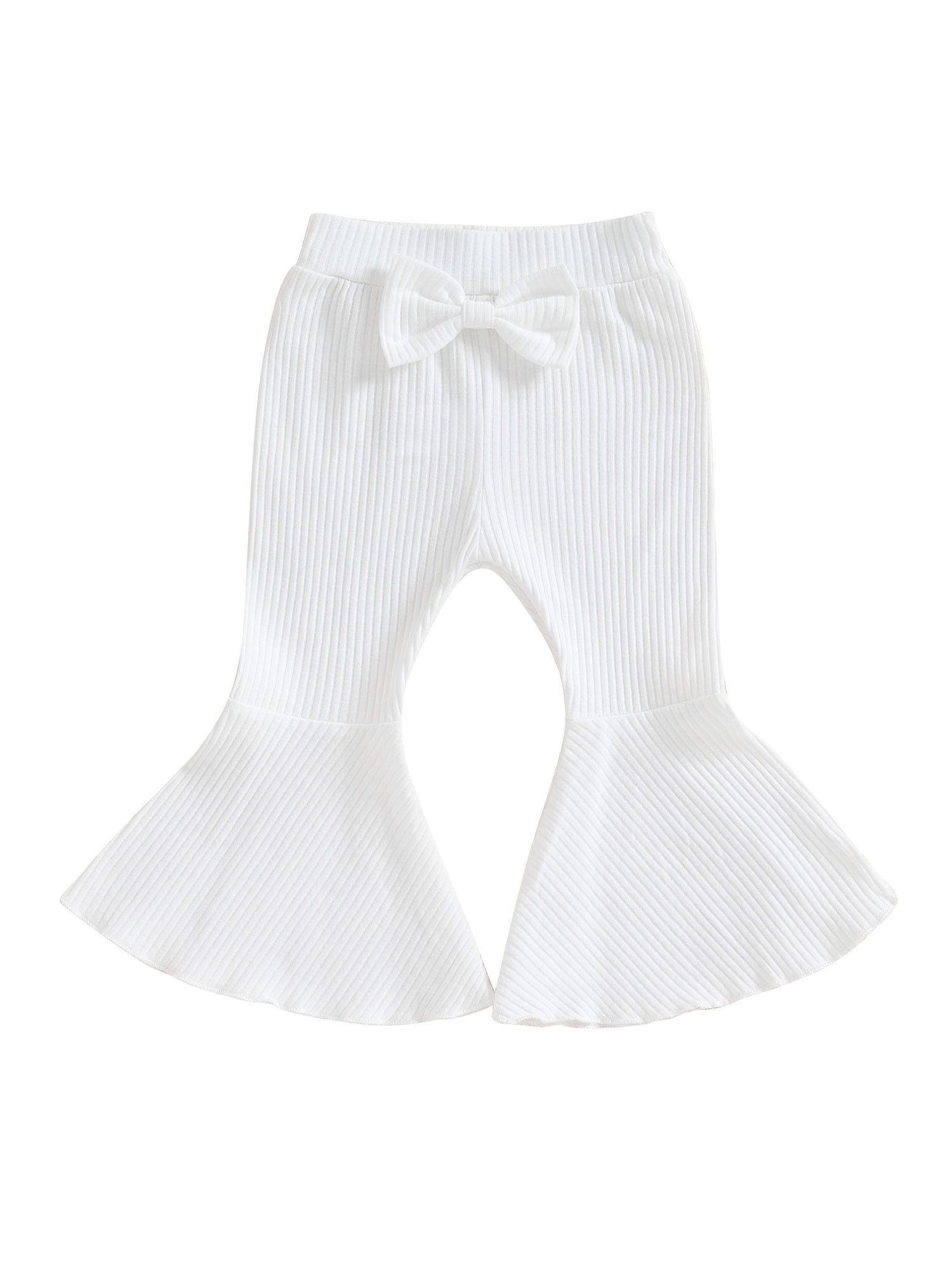Peyakidsaa Toddler Baby Girl Flare Pants Ribbed Elastic Waist Bell