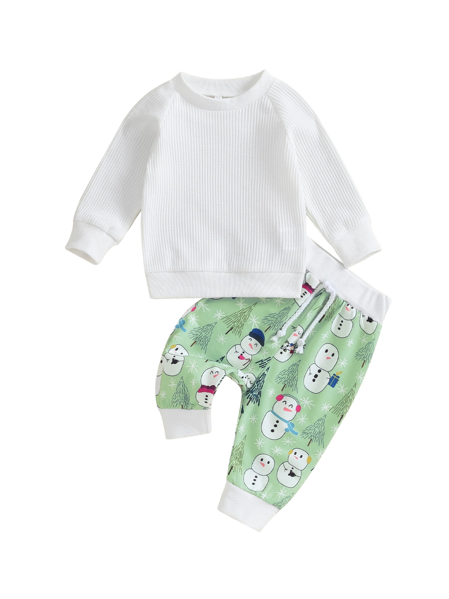 Peyakidsaa Toddler Baby Girl Western Clothes Waffle Long Sleeve