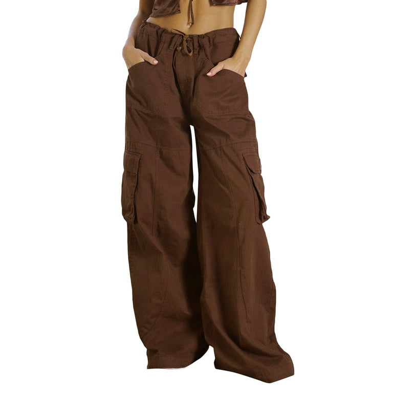 Peyakidsaa High Waist Cargo Pants for Women Straight Leg Cargo Trousers  with Pockets