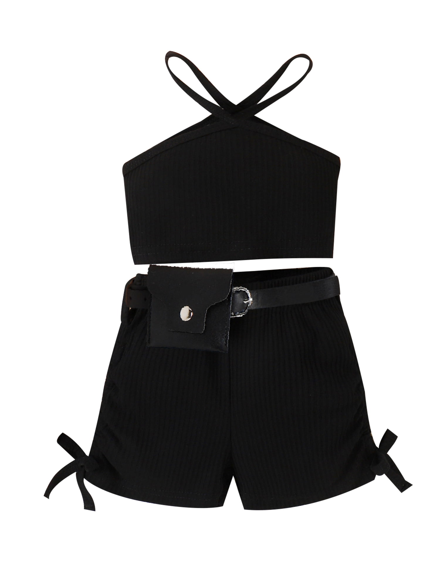 Peyakidsaa Women's Sleeveless Tops with Side Pockets and Knitted Shorts ...