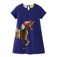 thumbnail image 1 of Peyan Kids Girls Cotton Short Sleeve Casual Sequins Unicorn Summer Tutu Dresses 3-4T, 1 of 6