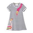 thumbnail image 1 of Peyan Kids Girls Cotton Short Sleeve Casual Swan Appliques Striped Summer Tutu Dresses 3-4T, 1 of 8
