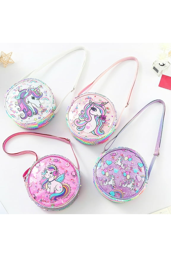 Sequin Unicorns Crossbody Bag Gifts Kids Purse for Little Girls Toys Presents